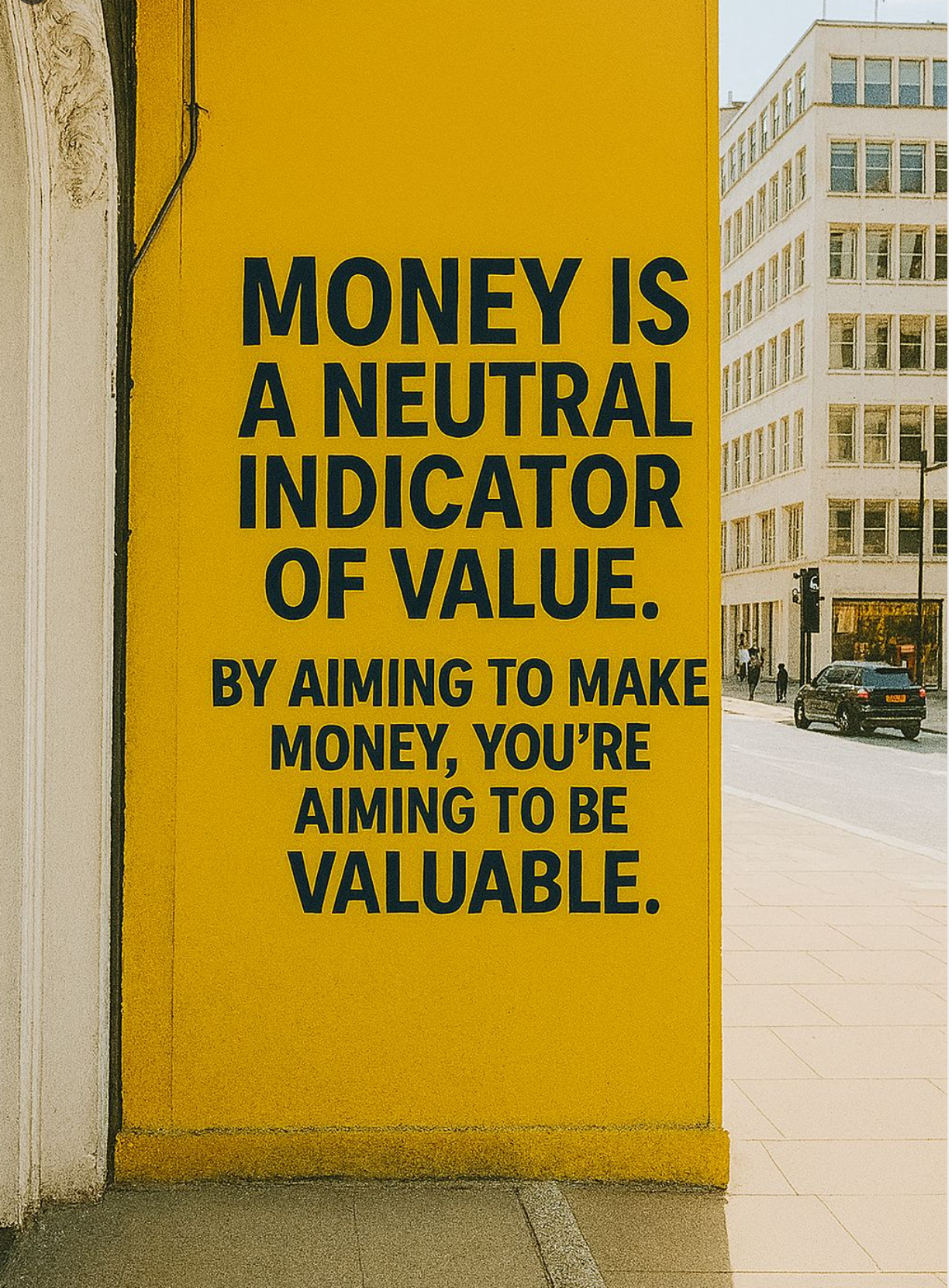 Street wall painted: Money is a neutral indicator of value